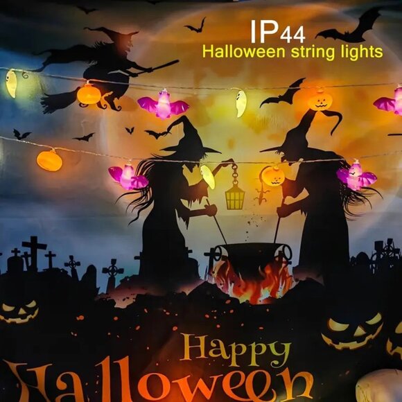 Halloween Lights Decorations 10 LED Pumpkin Bat Ghost Spooky Battery Powered - Picture 1 of 2